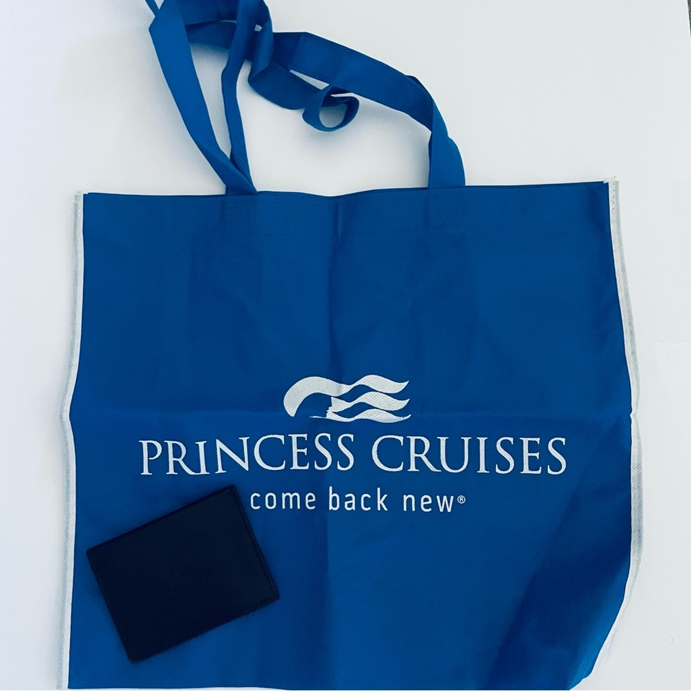 Princess Cruise Line Blue and white tote bag Black credit card holder wallet New